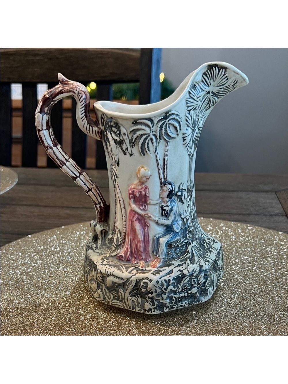 Victorian Style Figural Pitcher Romantic Courting Scene – Staffordshire Style